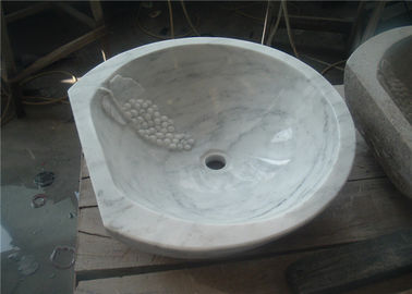الصين فاخر بالوعة الحجر الطبيعي كارارا الرخام الأبيض المواد مع منحوتة العنب المزود
